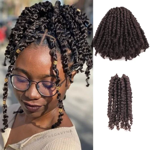 Miniatura 23 de Paquete de 8 paquetes de cabello de ganchillo Passion Twist de 6 pulgadas, rizos bohemios pretrenzados previamente trenzados, negro natural 1B