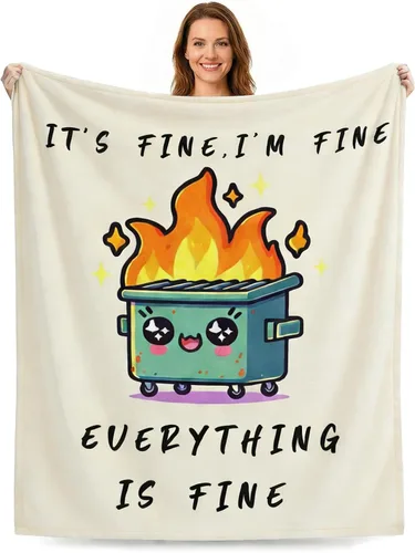 Divertida manta de apoyo emocional para silla de oficina de bomberos, regalos divertidos de oficina para compañeros de trabajo, jefe It's Fine I'm