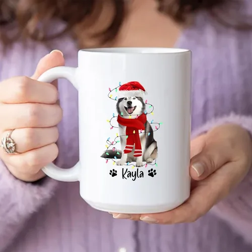 Miniatura 3 de Taza personalizada de Alaskan Malamute – Taza de café personalizada con nombre para los amantes de los perros – Regalo de cerámica de Navidad