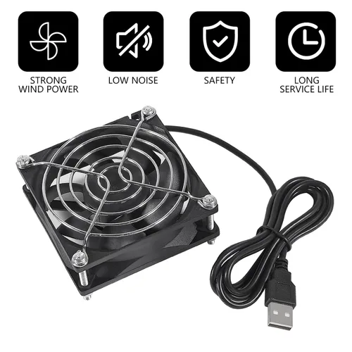 Miniatura 3 de 2 unids USB Fan DC 5V 8025 80MM Ventilador de enfriamiento 3.150x3.150x0.984 in USB Ventilador Comptuter Case CPU Ventilador de refrigeración