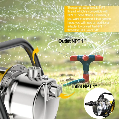 Miniatura 3 de TDRSUPER 1.0HP Bomba eléctrica de pozo poco profundo 110V Bomba de transferencia de agua portátil 1080GPH 18GPM Bombas de acero inoxidable Bomba
