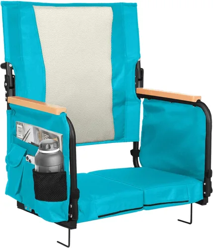 Miniatura 10 de behairity Asientos extra anchos para estadio con soporte para la espalda, sillas de grada con respaldo alto y cojín, asiento de grada plegable