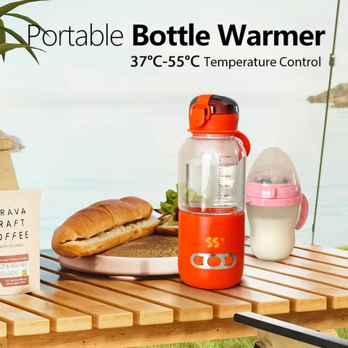 Miniatura 2 de Calentador de botellas portátil de 8.5 fl oz, calentador de leche, temperatura constante, recargable, calentador de botellas, taza de viaje
