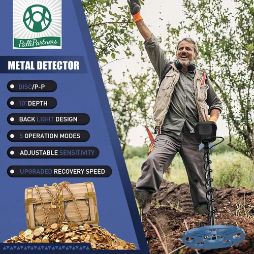 Miniatura 2 de PalliPartners - Detector de metales para adultos impermeable profesional, detector de oro de mayor precisión con pantalla LCD, 5 modos, chip DSP