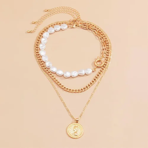 Miniatura 30 de Long tiantian Collares en capas para mujer, joyería occidental para mujer, collar de moneda apilable, collar de país, moderno, bohemio, verano