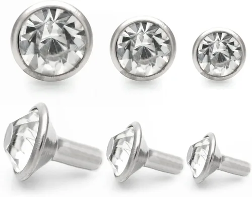Miniatura 5 de CRAFTMEMORE 50 juegos de remaches de diamantes de imitación transparentes blancos con diamantes de imitación rápidos para decoración de bricolaje