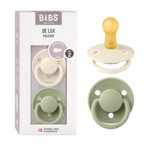 Miniatura 12 de BIBS De Lux - Paquete de 2 chupetes para bebé, fabricados en Dinamarca, chupete simulado sin BPA, pezón redondo. látex de goma natural, talla 1