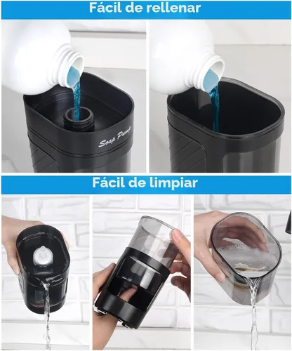 Miniatura 5 de Dispensador de jabón para platos de cocina con soporte para esponja, juego de dispensador de bomba de jabón para lavavajillas 3 en 1 para encimera