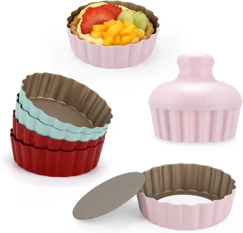 Miniatura 2 de Mini sartén redonda para tartas con parte inferior extraíble, mini moldes antiadherentes para hornear, juego de moldes para quiche de acero al