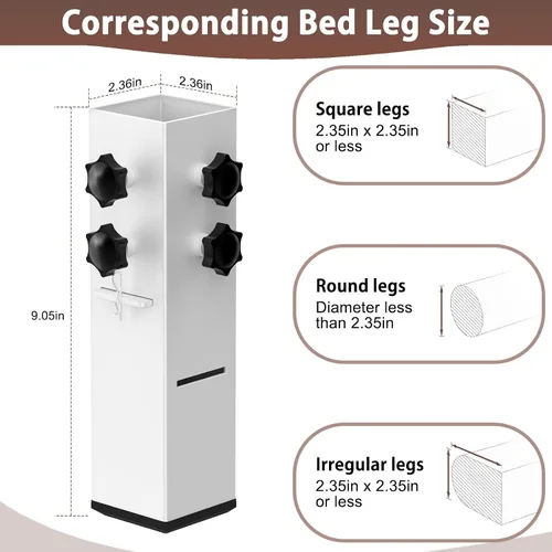 Miniatura 3 de Elevadores de cama de acero al carbono de grado superior 2025 de 2.3 pulgadas de diámetro, altura ajustable (3.2 o 5.1 pulgadas), elevadores de cama