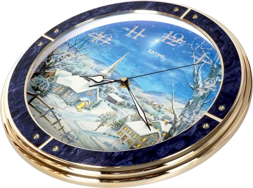 Miniatura 3 de JUSTIME Reloj de pared luminoso Polaris Silent Night de 14 pulgadas 12 villancicos de Navidad, movimiento de barrido silencioso, decoración