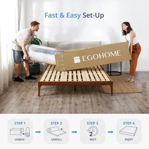 Miniatura 8 de EGOHOME Colchón individual de 12 pulgadas en una caja, espuma viscoelástica de gel de cobre para un sueño fresco, sin fibra de vidrio, alivio