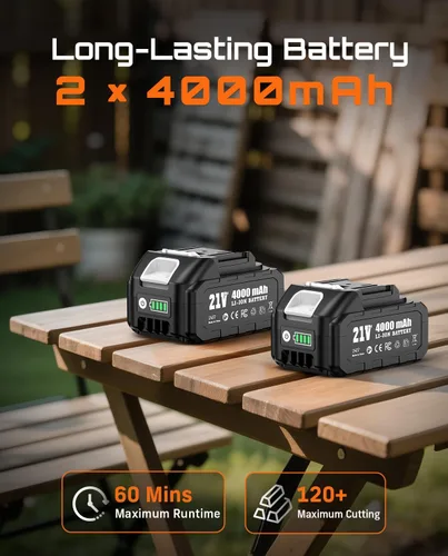 Miniatura 3 de Sierra recíproca inalámbrica con 8 hojas - 2 baterías de 4000 mAh, motor sin escobillas, velocidad variable 0-3200 SPM, cambio de hoja sin Naranja