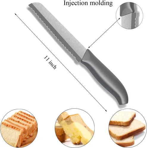 Miniatura 4 de Cuchillo de pan serrado de cerámica, cuchillo de cocina de hoja afilada de 6 pulgadas con cubierta