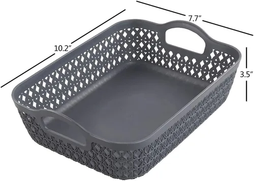 Miniatura 2 de Morcte Cesta de almacenamiento pequeña, cesta organizadora de malla de plástico (gris, juego de 6)