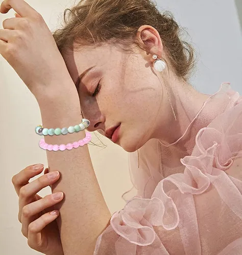 Miniatura 2 de Jewdreamer 12 pulseras de cuentas de piedra curativa para mujeres y hombres pulseras de piedras preciosas semipreciosas pulseras elásticas