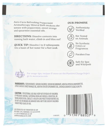 Miniatura 2 de Aura Cacia Baño mineral de aromaterapia, menta refrescante, paquete de 2.5 onzas