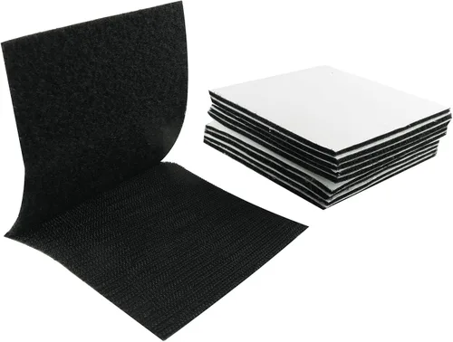 12 almohadillas adhesivas para sofá, 3.937 x 3.937 in, cuadradas, color negro, con tiras de gancho adhesivas para sofá, silla, asiento doble, banco