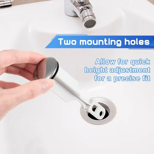 Miniatura 5 de Enhon Tapones desplegables de 2 agujeros, tapón cromado para fregadero de baño que se adapta a la mayoría de diseños de drenaje emergente, 4-1/2