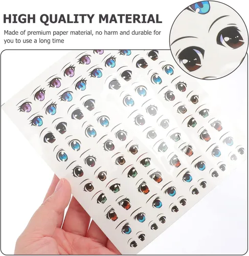 Miniatura 7 de EXCEART Calcomanías para ojos de muñeca con calcomanías de agua para cejas, 8 hojas de estilo mixto para bricolaje, muñeca de arcilla, maquillaje