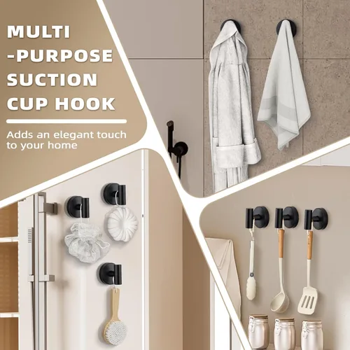 Miniatura 4 de Ganchos de ventosa para ducha - Ganchos reutilizables para baño para toallas, batas y esponjas - Montaje sin taladro en cocina, paredes, metal