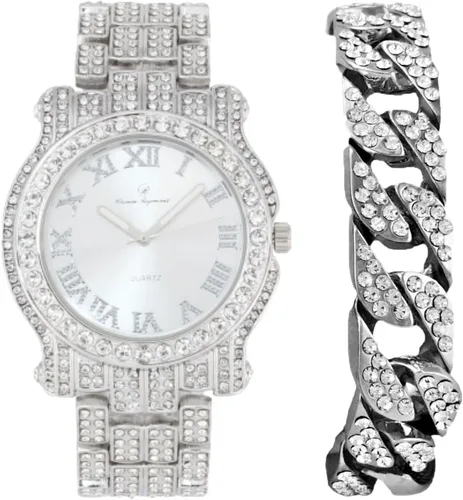 Miniatura 91 de Charles Raymond Bling-ed Out Ultimate Hip Hop Royalty Reloj para hombre con número romano de fácil lectura o indicadores de tiempo de diamantes