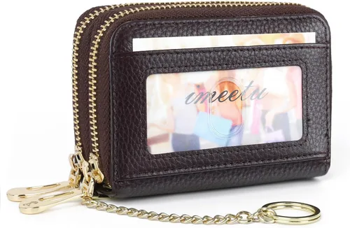 Miniatura 27 de imeetu - Tarjetero RFID, Estuche para Tarjetas de Negocios de Cuero Genuino, Cartera con Bloqueo RFID para Mujeres y Hombres
