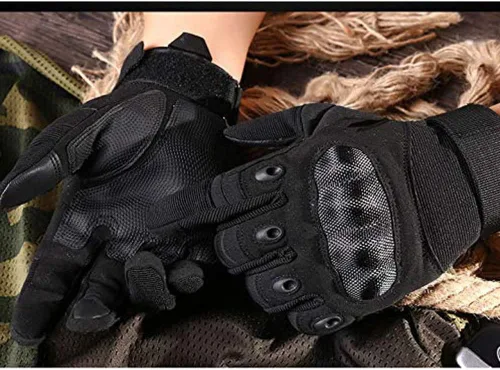 Miniatura 5 de REEBOW GEAR Guantes tácticos para motocicletas, guantes de dedo completo, color negro