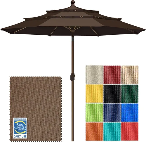 Miniatura 41 de EliteShade USA Sombrilla de Mercado de 10 Años Sin Decoloración de 9 Pies 3 Niveles Sombrilla de Patio Sombrilla de Mesa para Exteriores con Beige