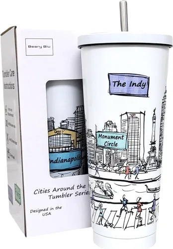 Miniatura 31 de Cities Around the World - Serie de vasos de 25 onzas – Diseñado en los Estados Unidos, vaso aislado al vacío con tapas y pajilla, taza de acero