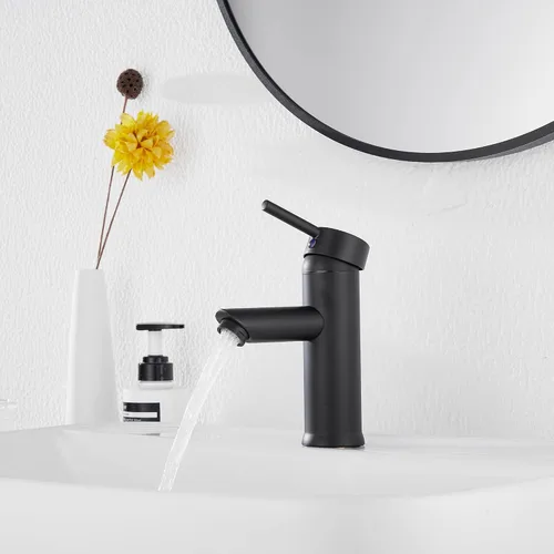 Miniatura 8 de Grifo de baño negro con una sola manija, un agujero, 1 o 3 agujeros, instalación de 4 pulgadas, acero inoxidable, grifo de tocador de baño a juego