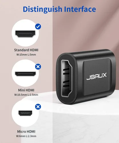 Miniatura 7 de JSAUX Acoplador HDMI hembra a hembra, paquete de 2 unidades, adaptador de conector de extensión HDMI 4K HDR, aleación de aluminio para HDTV, Roku