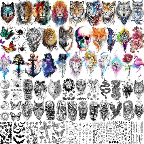 Miniatura 9 de NEZAR - 6 hojas con tatuajes temporales e impermeables, con diseño de planetas geométricos en 3D, estrellas y luna, montaña, para el antebrazo