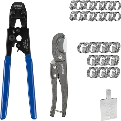 Miniatura 8 de EFIELD Herramienta de pinza de crimpado Pex para 3/8 pulgadas con calibre Go/No-Go - Abrazaderas de acero inoxidable de 1 pulgada cumplen