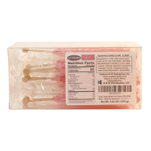 Miniatura 2 de Palitos de caramelo de roca extragrandes: 12 paletas de cereza rosa – envueltas individualmente – Palitos de caramelo de roca de cristal
