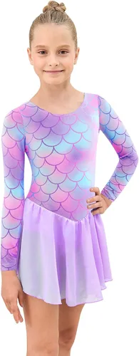 Miniatura 5 de Leotardos de gimnasia con falda para niñas, tutú de ballet, vestido de danza, leopardo, sirena, unicornio, falda de gimnasia