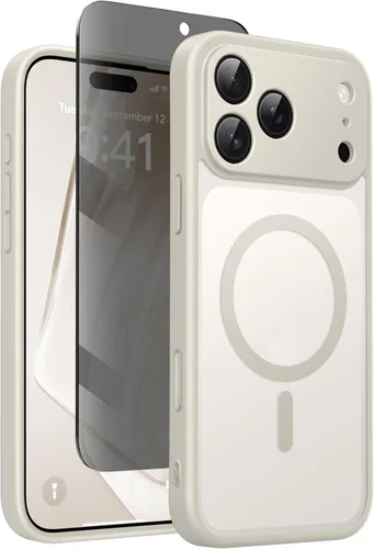 Miniatura 27 de GolbinBox Funda magnética para iPhone 15 Pro, compatible con MagSafe, protección completa de la cámara, protector de pantalla de privacidad