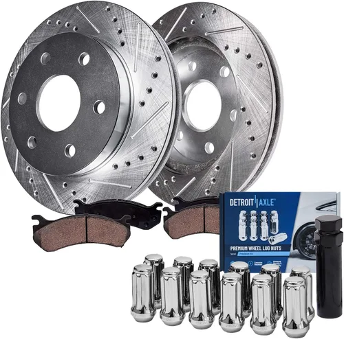 Miniatura 95 de Detroit Axle - Rotores de freno para Ford 2013-2019 Explorer Taurus Flex Lincoln MKT MKS, rotores de freno de disco ranurados perforados de repuesto