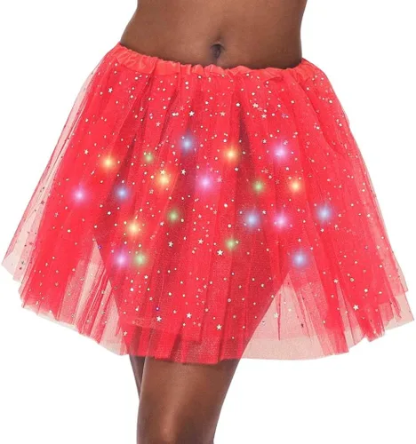 Miniatura 3 de DRESBE Falda LED para mujer, tutú iluminado, falda de tul brillante, para baile, fiesta, rave, festival, ropa de Halloween