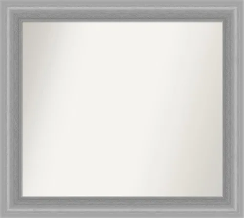 Miniatura 255 de Amanti Art Espejo de baño plateado para sobre el fregadero, 24 x 24 pulgadas, espejo cuadrado de peltre forjado a medida, marco de madera casual