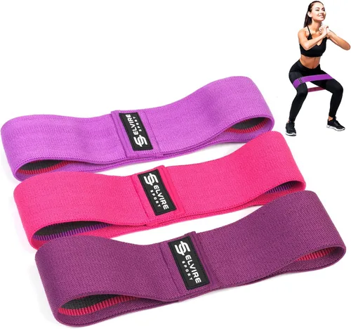 ELVIRE - Bandas de resistencia de tela para entrenar | Bandas de resistencia para ejercicio | Juego de 3 bandas de resistencia | Bandas de Coral y