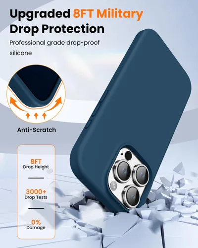 Miniatura 5 de Funda protectora de silicona líquida diseñada para iPhone 16 Pro Max, a prueba de golpes con forro de microfibra suave antiarañazos, ultra delgada