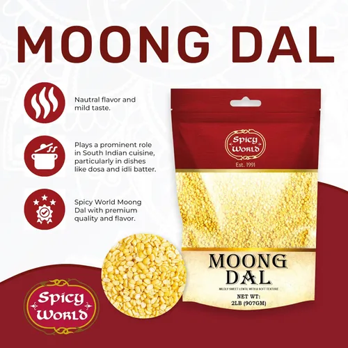 Miniatura 2 de Moong Dal 2 libras (frijoles secos divididos) ~ Lentillas doradas indias ~ 100% natural y puro – por Spicy World