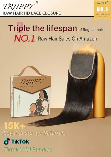 Miniatura 2 de Triippy Raw Hair 13x4 HD Lace Closure Body Wave #613 Blonde Color More Less Shedding than Regular Virgin Hair,0.10mm Ultra-Thin 13x4 Swiss Real HD