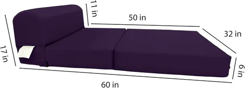 Miniatura 6 de D&D Futon Furniture. Cama plegable de espuma para silla, sofá estudio, colchón de espuma plegable para invitados (6 x 32 x 70 pulgadas, morado)