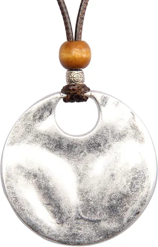 GelConnie Collar de cordón de cuero, cadena multicapa con colgante de madera, joyería vintage, bohemio, suéter largo para mujeres y hombres
