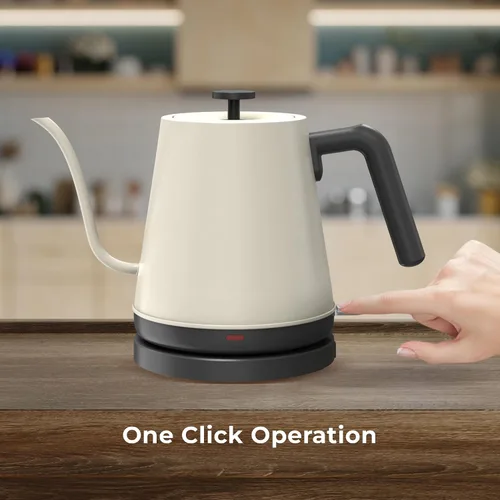 Miniatura 4 de NYOTA Hervidor eléctrico de cuello de cisne, hervidor de té eléctrico de 0.8 L de acero inoxidable 304, calentamiento rápido de 1200 W, hervidor