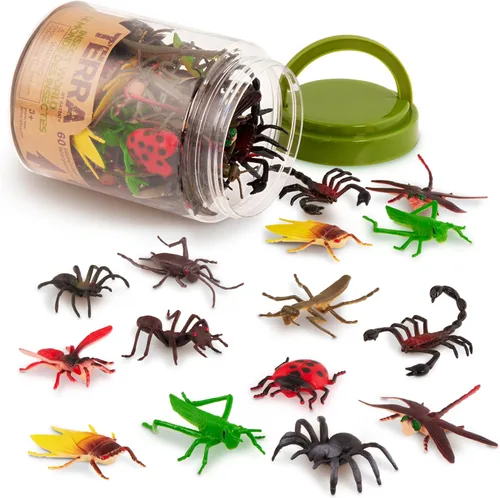 Terra by Battat – Tubo de juguete de 60 piezas de insectos y bichos – Mini figuras de animales de plástico para niños – Hormigas, escorpiones,
