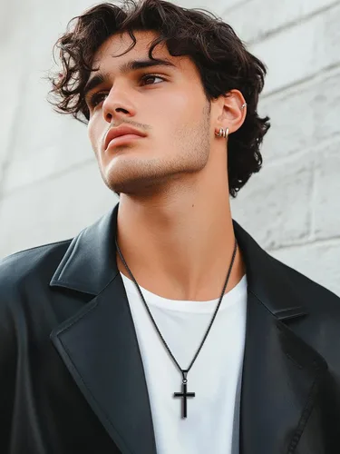 Miniatura 3 de U7 Collar de cruz simple para hombres y mujeres, acero inoxidable, plateado, negro, oro, cruz latina, colgante, grabable, longitud de 22 a 24