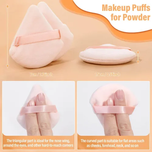 Miniatura 3 de 20 piezas de soplo de polvo triangular, esponja de maquillaje para maquillaje, almohadillas de soplo facial para polvo suelto y polvo de prensa